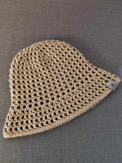 Damen-Sommerhut in Khaki handgehäkelt aus Polyacryl – bw-handmade